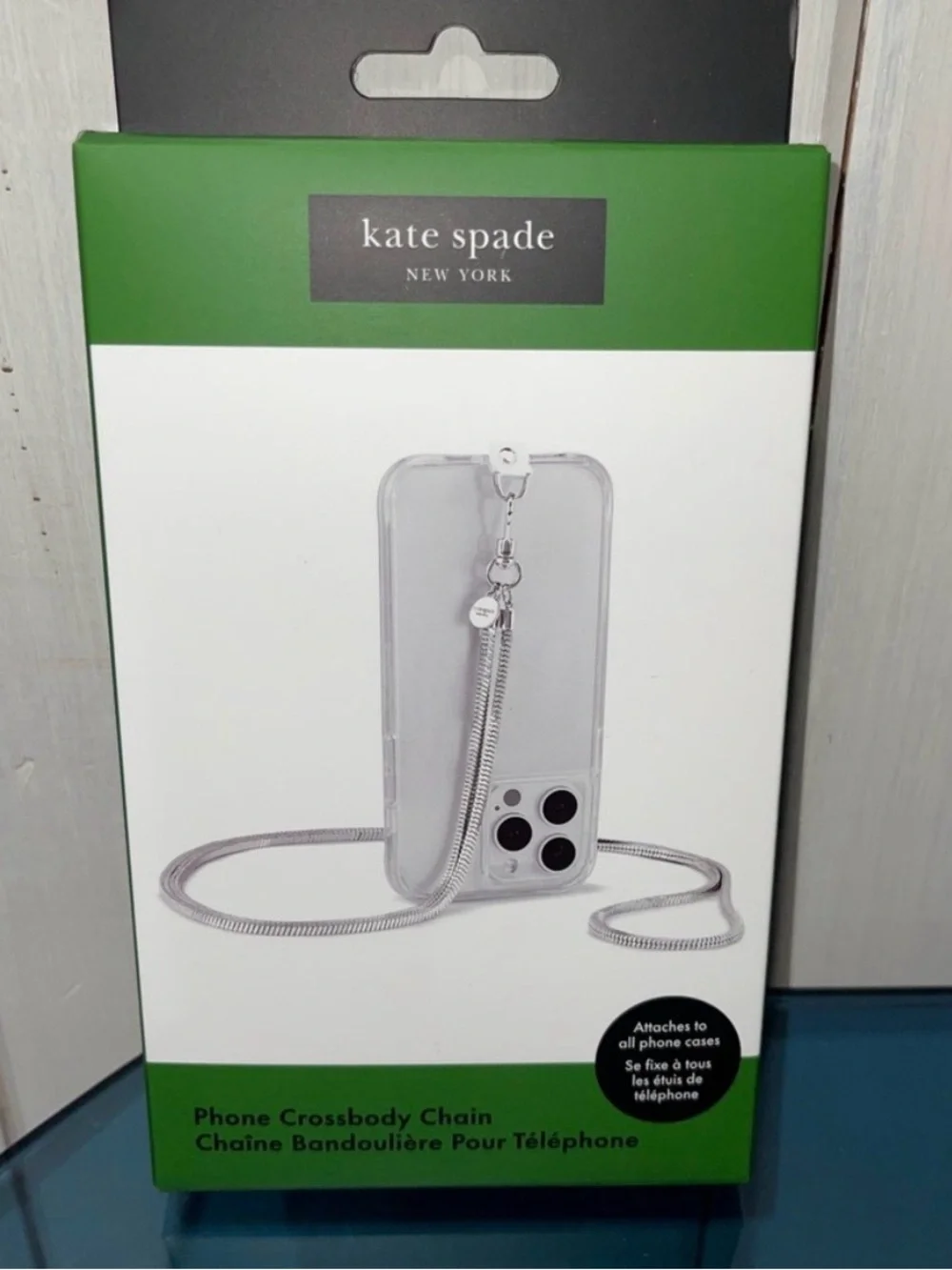 Kate Spade Phone Crossbody CHAIN - Heart of Silver NWT Universal Fit - NWT
